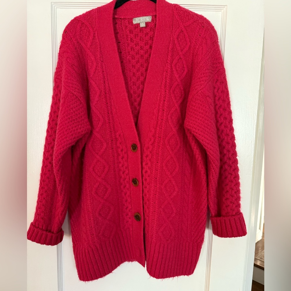 J. Crew Cable-knit Stretch Cardigan Sweater